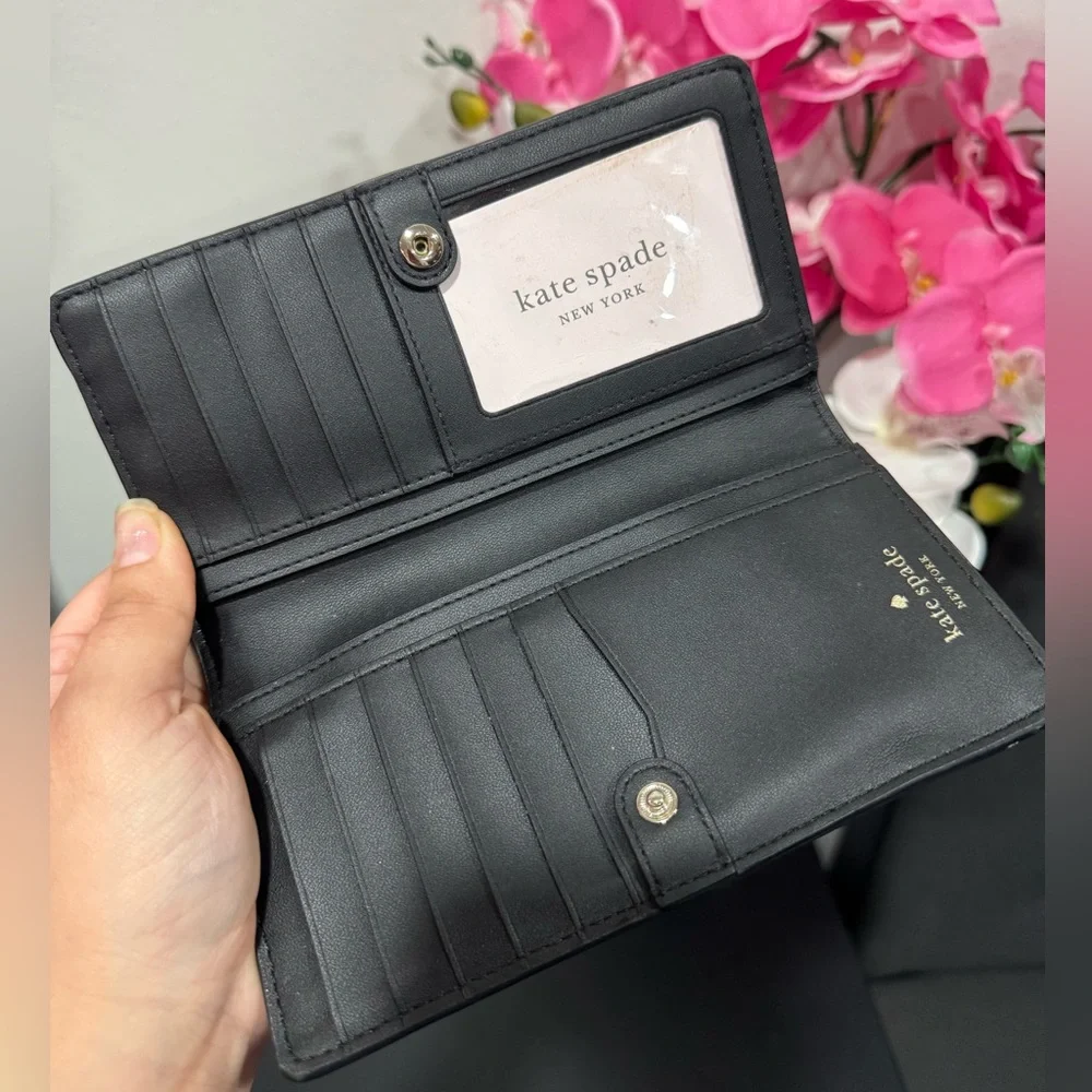 Kate Spade Black and Cream Women's Wallet